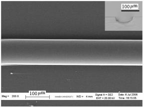 圖5 PDMS微凹槽的SEM 照片與截面的顯微照片