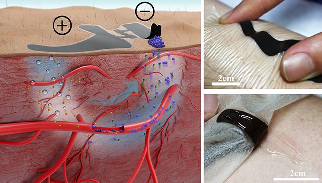 基于電化學(xué)雙通道的無創(chuàng)血糖測量方法示意圖和實(shí)驗(yàn)圖。