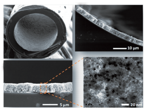 圖4多孔SiO2層包覆的320μm內(nèi)徑毛細管截面
