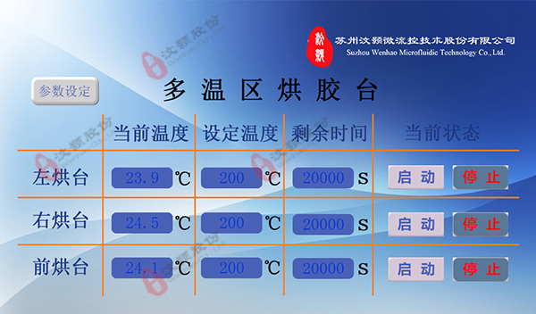 多溫區(qū)烘膠臺(tái)/熱板系統(tǒng)設(shè)置示意圖