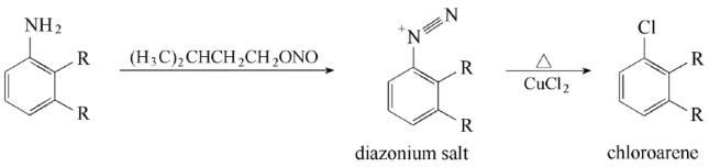 圖1. Sandmeyer重氮化和氯化反應