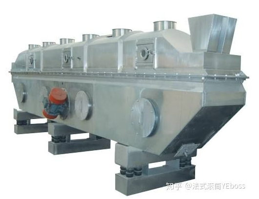 振動(dòng)流化床干燥機(jī)，用機(jī)械振動(dòng)輔助流化，優(yōu)點(diǎn)是設(shè)備高度可以降低，操作也比流化床靈活，現(xiàn)在已經(jīng)是非常常見的設(shè)備了。
