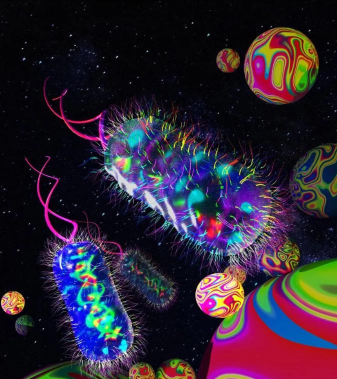 圖示細菌被困在3D微珠基質(zhì)中