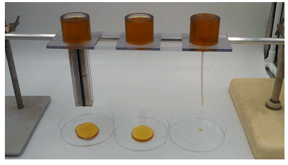 蜂蜜滴落對(duì)比實(shí)驗(yàn)。圖片來源：Nature